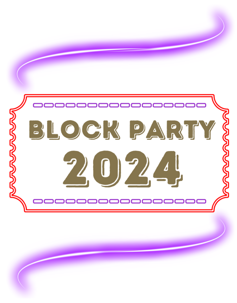 Block Party 2024 T-Shirt Design (Note: The final design was on a black t-shirt but had the same design otherwise)